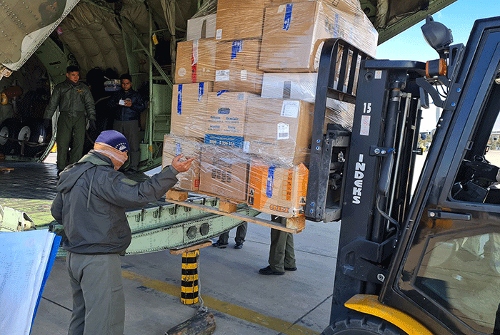 Pesawat TNI AU C-130 Hercules A-1326 sedang melaksanakan misi kemanusiaan, kembali melanjutkan tugas mendistribusikan bantuan logistik di Turki.