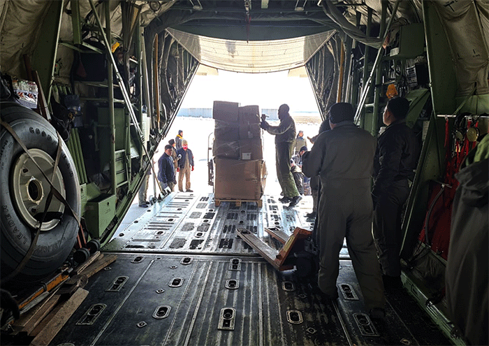 Pesawat TNI AU C-130 Hercules A-1326 sedang melaksanakan misi kemanusiaan, kembali melanjutkan tugas mendistribusikan bantuan logistik di Turki.