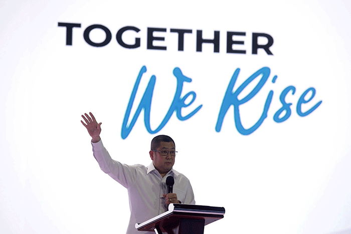 Executive Chairman MNC Group Hary Tanoesoedibjo memberikan arahan dalam acara 