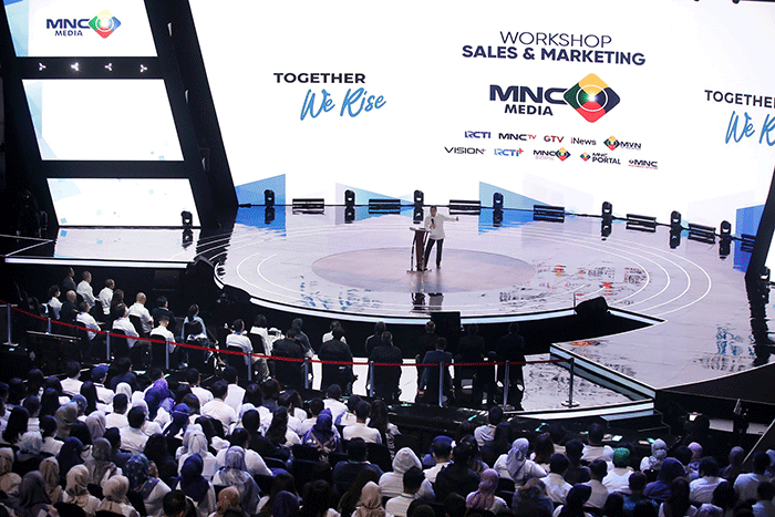 Executive Chairman MNC Group Hary Tanoesoedibjo memberikan arahan dalam acara 