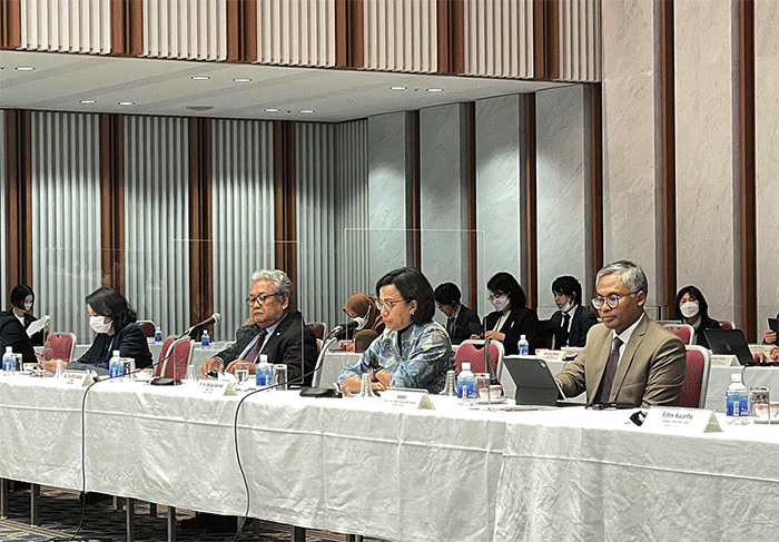 Menteri Keuangan Sri Mulyani melakukan kunjungan kerja ke Tokyo, Jepang pada 13-14 Februari 2023.