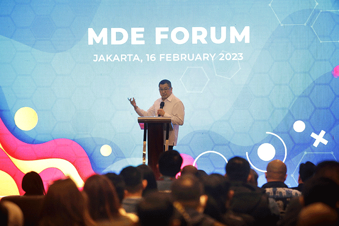 Executive Chairman MNC Group Hary Tanoesoedibjo Memberikan Arahan pada Workshop MDE Group di Jakarta, Kamis (16/2/2023).