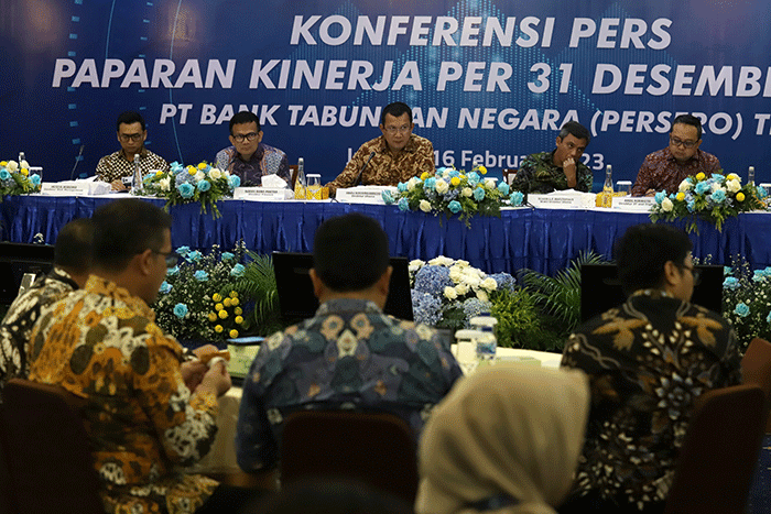 Konferensi Pers Paparan Kinerja per 31 Desember 2022 di Menara BTN, Jakarta, Kamis (16/2/2023).