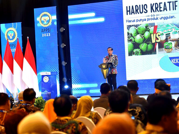 Presiden Joko Widodo secara resmi membuka Rakernas Asosiasi Pemerintah Provinsi Seluruh Indonesia (APPSI) Tahun 2023.