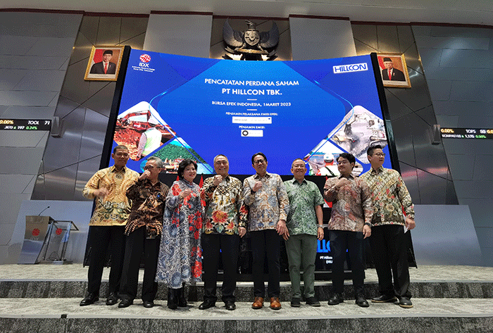 PT Hillcon Tbk resmi melantai di Bursa Efek Indonesia (BEI) hari ini, Rabu (1/3/2023).