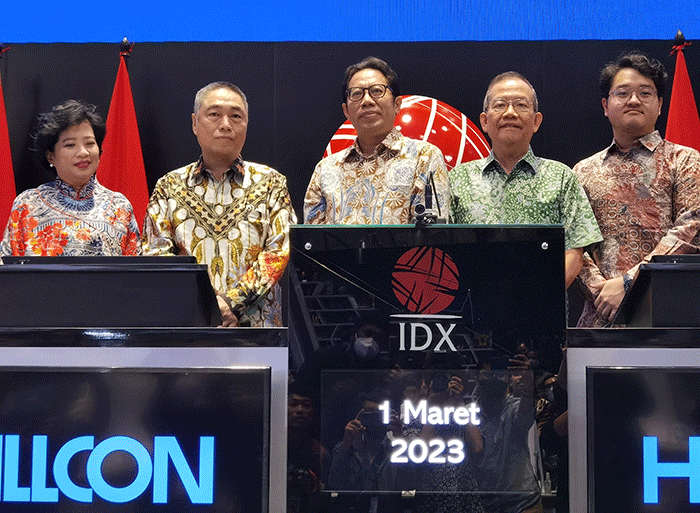 PT Hillcon Tbk resmi melantai di Bursa Efek Indonesia (BEI) hari ini, Rabu (1/3/2023).