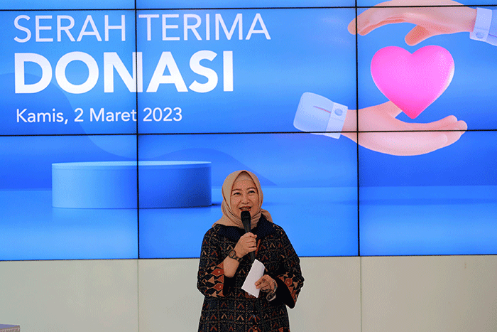Pemberian bantuan kepada Planet Kreatif Disabilitas di MNC Financial Center, Kebon Sirih Jakarta, Kamis (2/3/2023).