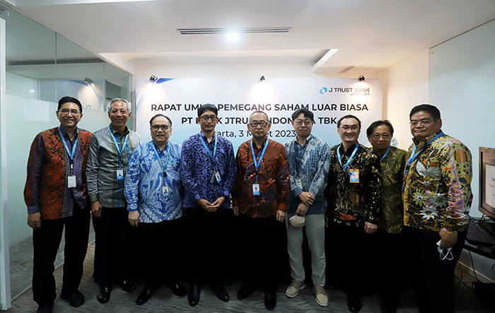 Rapat Umum Pemegang Saham Luar Biasa PT Bank JTrust Indonesia Tbk di Jakarta, Jumat (3/3/2023).