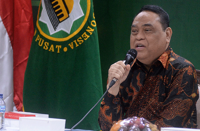 Wakil Ketua Umum DMI Komjen Pol (Purn) Syafruddin memberikan paparannya saat Rapat Pimpinan Nasional (Rapimnas) III, di kantor pusat DMI, Jakarta Timur.