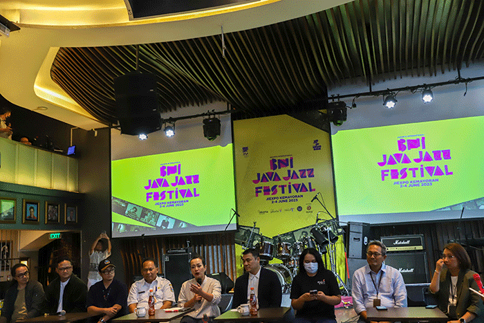 Konferensi pers Java Jazz Festival 2023 di Hard Rock Cafe, Jakarta, Rabu (8/3/2023).