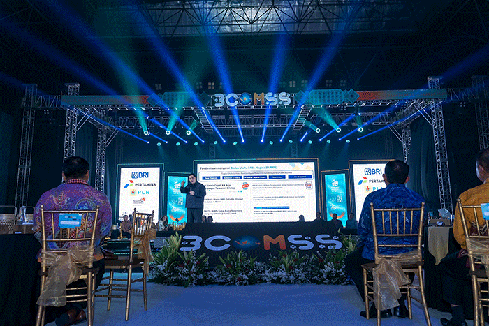 BUMN Corporate Communications and Sustainability Summit (BCOMSS) 2023 di Tennis Indoor Senayan, Jakarta, Kamis (9/3/2023).