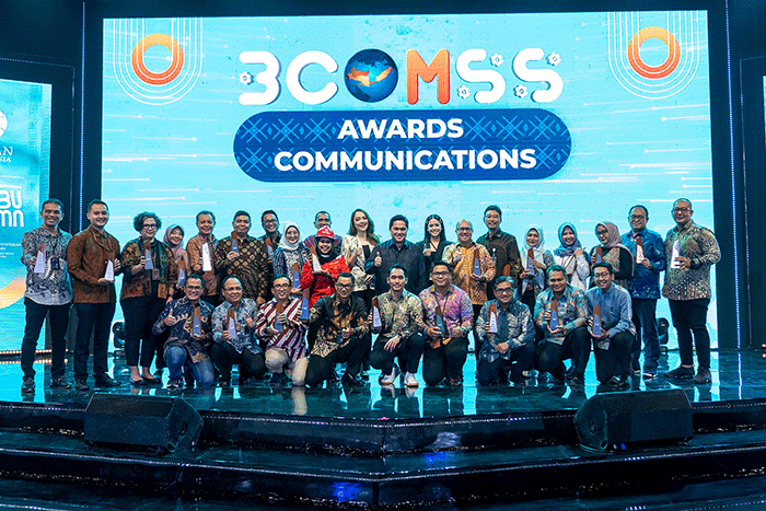BUMN Corporate Communications and Sustainability Summit (BCOMSS) 2023 di Tennis Indoor Senayan, Jakarta, Kamis (9/3/2023).