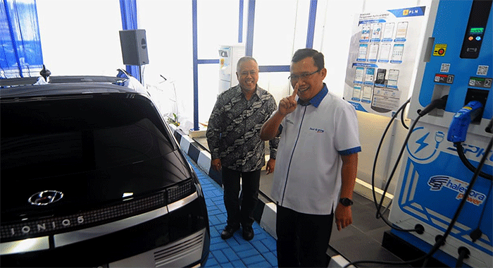 Peresmian Stasiun Pengisian Kendaraan Listrik Umum (SPKLU) Bank BTN di Jakarta, Rabu (15/3/2023).