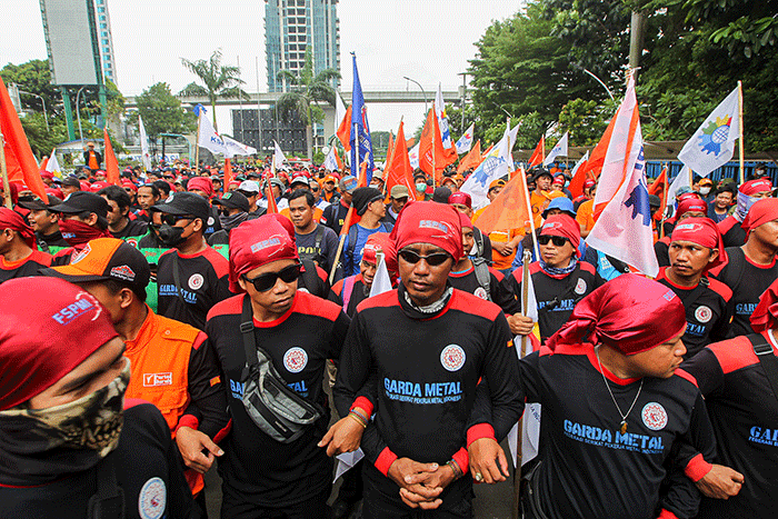 Tolak Permenaker No 5 2023 Ribuan Buruh Demo Di Kemnaker