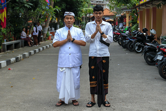Suasana perayaan Hari Raya Nyepi Tahun Baru Saka 1945 di Pura Aditya Jaya, Rawamangun, Jakarta Timur, Rabu (22/3/2023).