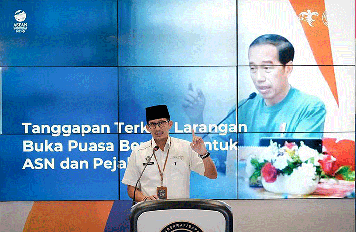 Menparekraf Sandiaga Salahuddin Uno memberikan paparannya saat acara 