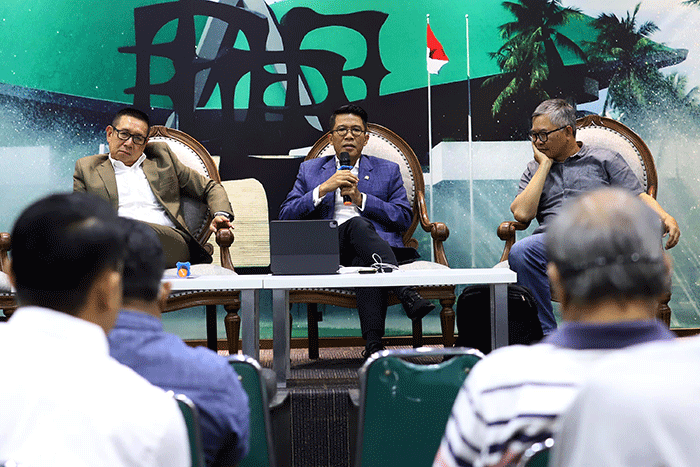 Diskusi Dialektika Demokrasi di Media Center, Nusantara II, Kompleks Parlemen MPR/DPR-DPD, Senayan, Jakarta, Selasa (28/3/2023).