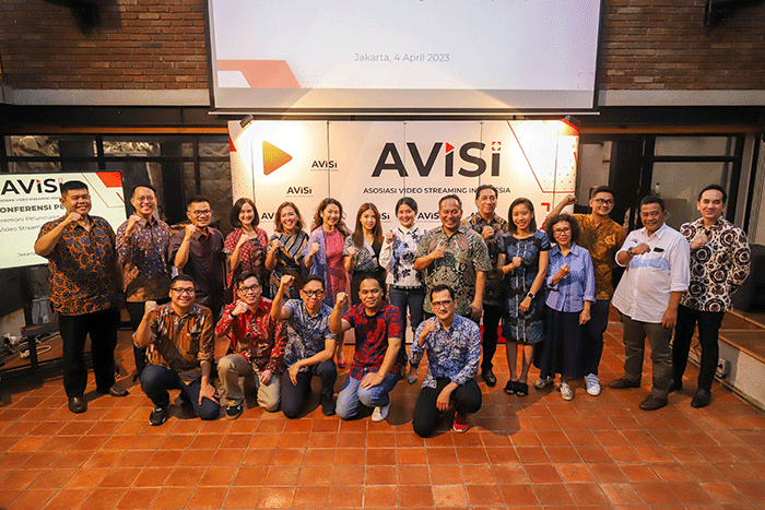 Peresmian Asosiasi Video Streaming Indonesia (AVISI) di kantor Bioskop Online, Cilandak, Jakarta Selatan, Selasa (4/4/2023).