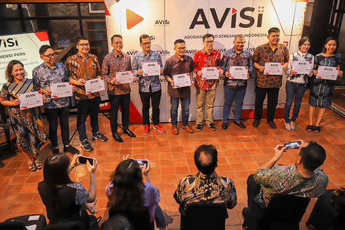 Peresmian Asosiasi Video Streaming Indonesia (AVISI) di kantor Bioskop Online, Cilandak, Jakarta Selatan, Selasa (4/4/2023).