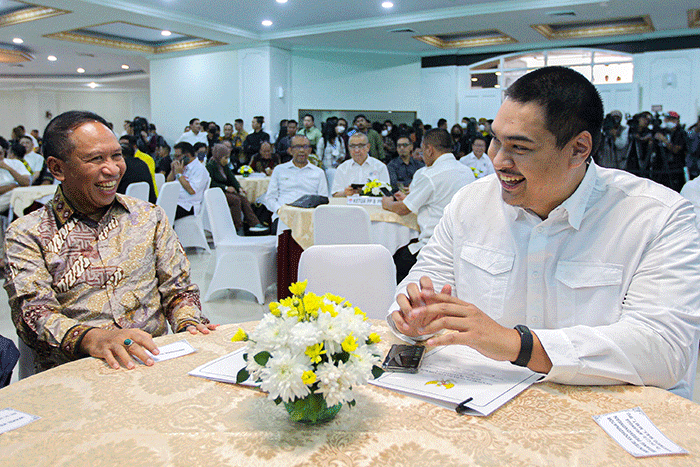 Menteri Pemuda dan Olahraga (Menpora) Dito Ariotedjo memberikan sambutan dalam acara serah terima jabatan di Auditorium Wisma Kemenpora, Jakarta.