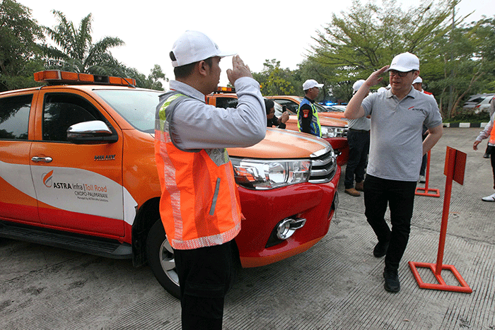 Gelar Pasukan Lebaran 2023 Astra Infra Group di Kantor MO Subang, Astra Tol Cipali, Jawa Barat, Selasa (4/4/2023).