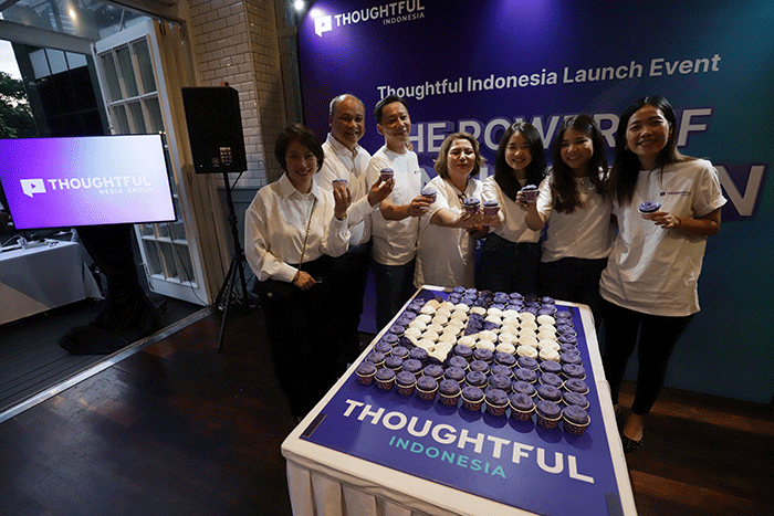 Peluncuran resmi platform periklanan digitalnya, Thoughtful Media Group Inc (TMG), di pasar Indonesia, Jakarta, Rabu (5/4/2023).