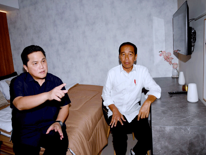 Presiden Joko Widodo meresmikan hunian milenial untuk Indonesia yang terletak di Samesta Mahata Margonda, Kota Depok, Jawa Barat, Kamis (13/4/2023).