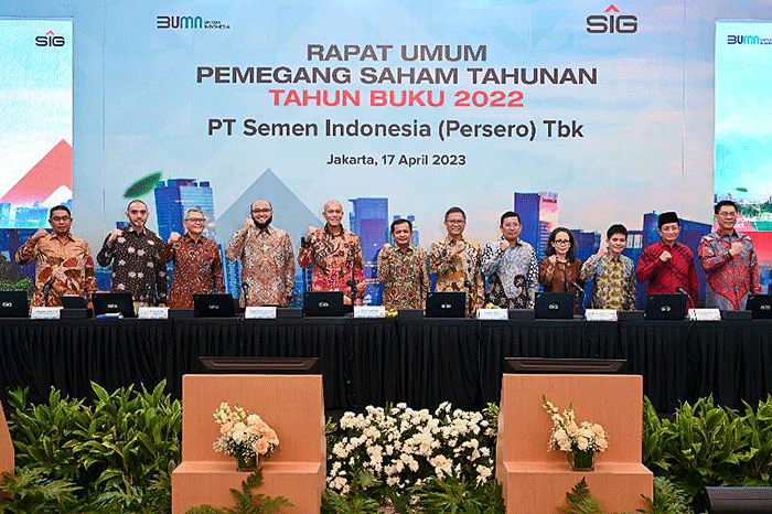 Rapat Umum Pemegang Saham Tahunan 2023 PT Semen Indonesia (Persero) Tbk di Jakarta, Senin (17/4/2023).