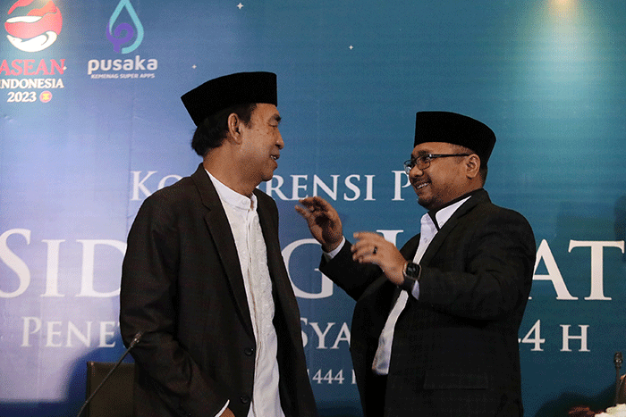 Sidang Isbat penetapan 1 Syawal 1444 H di Kemenag, Jakarta, Kamis (20/4/2023).