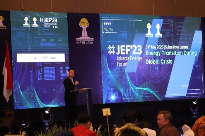 Ketua Panitia Jakarta Energy Forum 2023 Syahri Fadhli memberikan sambutan dalam acara Jakarta Energy Forum (JEF) 2023 di Jakarta, Rabu (31/5/2023).