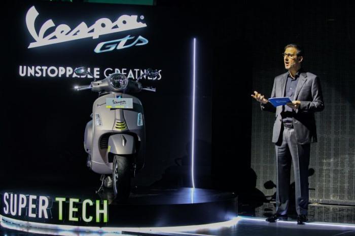 Managing Director & Country CEO PT Piaggio Indonesia Marco Noto La Diega hadir langsung pada peluncuran New Vespa GTS.