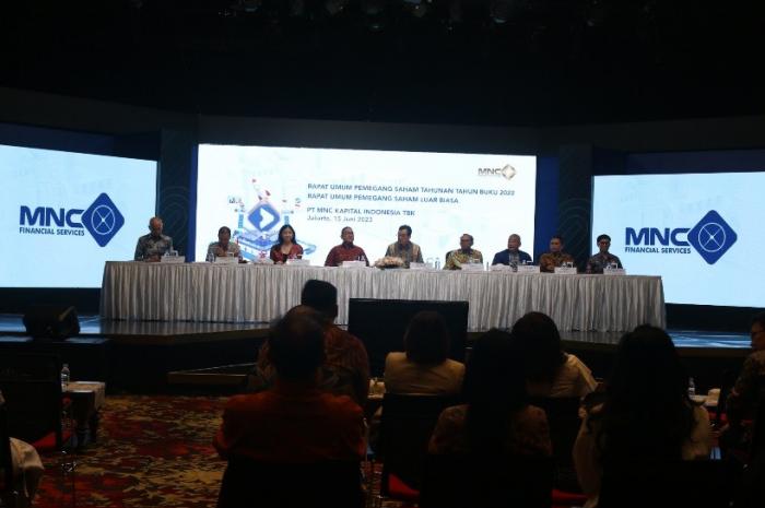 PT MNC Kapital Indonesia Tbk menggelar Rapat Umum Pemegang Saham Tahun Buku 2022 dan Rapat Umum Pemegang Saham Luar Biasa di Inews Tower, Kamis (15/6/2023).
