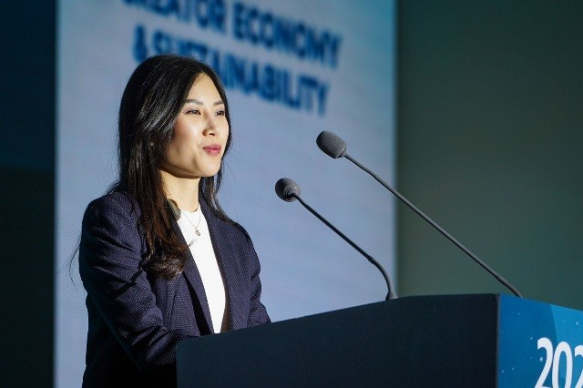 Wamenparekraf Angela Tanoesoedibjo menyampaikan perihal kebangkitan ekonomi kreatif Indonesia di The 4th WCIF di Daegu, Korea Selatan, Rabu (14/6/2023).
