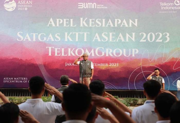 Jelang KTT ke-43 ASEAN di Jakarta, Telkom menggelar Apel Kesiapan Kerja untuk memastikan kesiapan infrastruktur jaringan dan layanan.