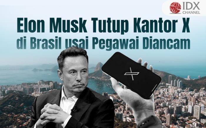 Elon Musk Tutup Kantor X di Brasil usai Pegawai Diancam Penjara. Grafis: Bayu Airlangga
