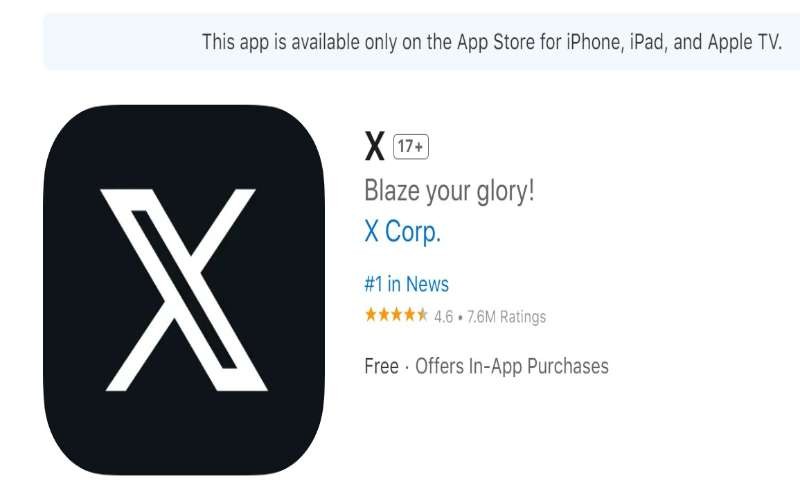 X Jadi Aplikasi Pertama di App Store dengan Satu Huruf