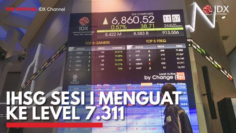 IHSG Sesi I Menguat ke Level 7.311. (Sumber : IDXChannel)