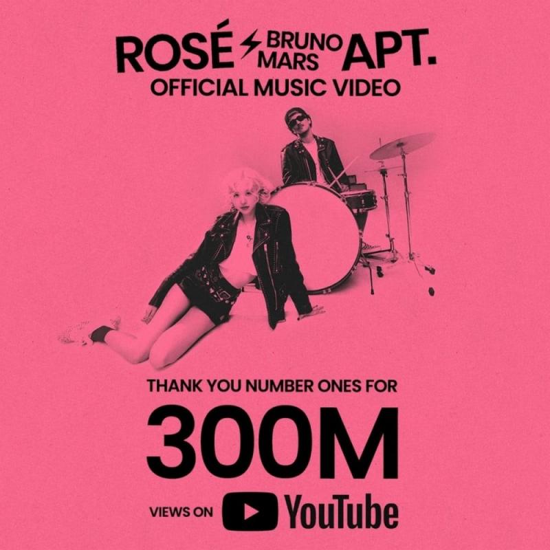 Catat Rekor Baru, Video ‘APT.’ Rosé dan Bruno Mars Ditonton 300 Juta Kali dalam 22 Hari