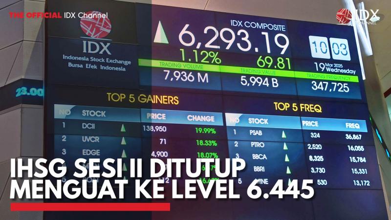 IHSG Sesi II Ditutup Menguat ke Level 6.445. (Sumber : IDX Channel)