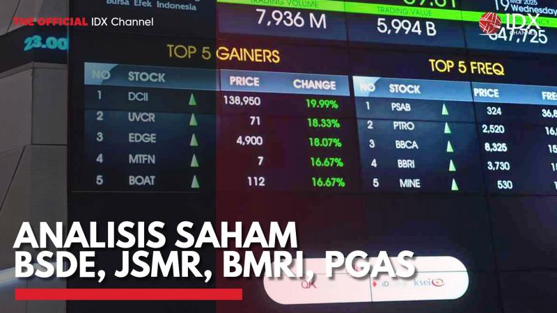 Analisis Saham BSDE, JSMR, BMRI, PGAS. (Sumber : IDX Channel)