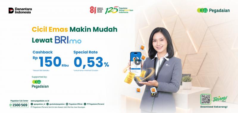 Makin Praktis, Kini Cicil Emas Bisa Langsung Lewat Aplikasi BRImo